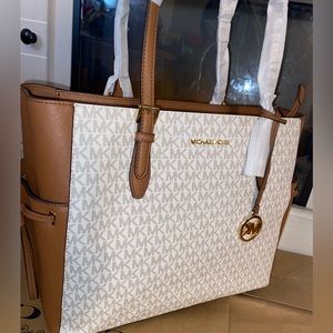 Michael Kors Tan/white Tote